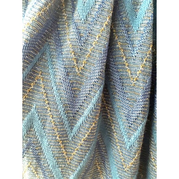 NWT Ramy Brook Blue Chevron Smocked Mini Dress Halterneck Size L - Picture 10 of 10